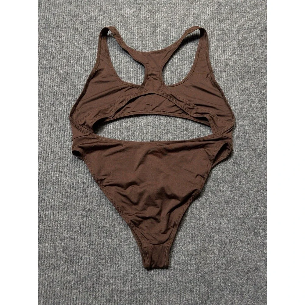 Skims Swims Women Size 4X Cut Out Monokini One Piece Swimsuit Brown SW-MKN-0012